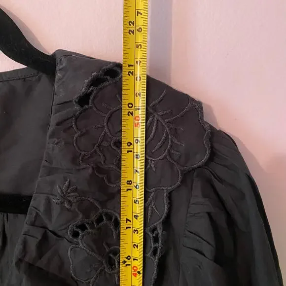 NWT Free People Maisie Cutwork Black Floral Embroidered Long Sleeve Blouse Small - Picture 10 of 11